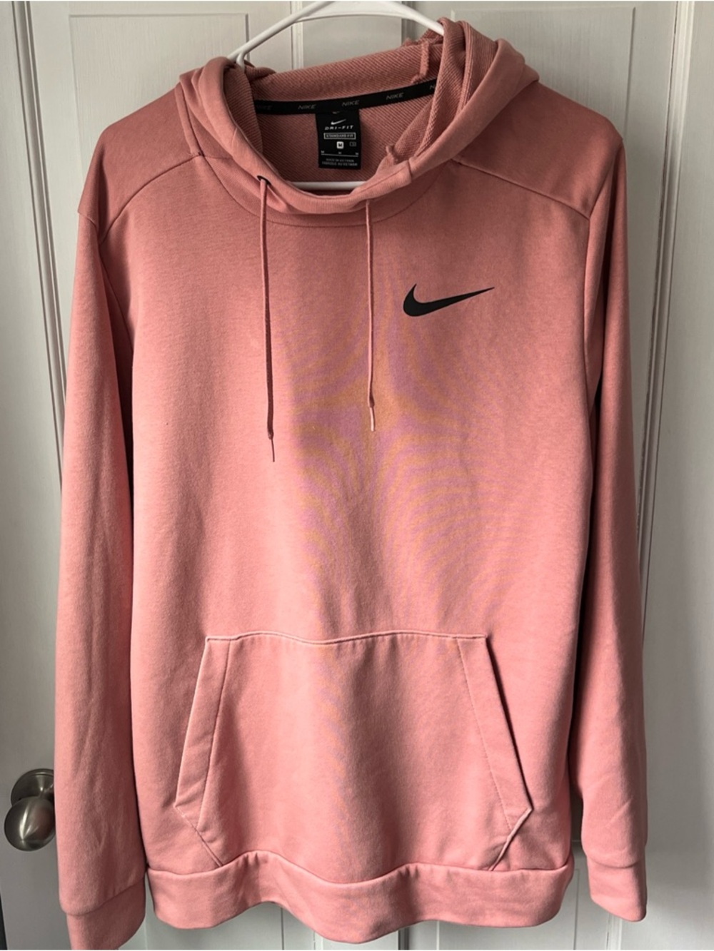Nike Men’s Pink  Pullover Hoodie with Black Swoosh